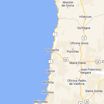 Map showing location of Tocopilla (-22.091980, -70.197920)
