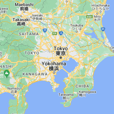 Map showing location of Tokyo (35.689500, 139.691710)