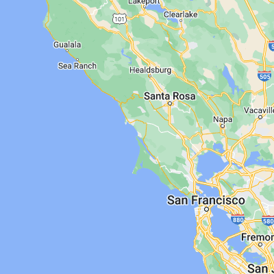 Map showing location of Tomales Bay (38.228300, -122.976700)