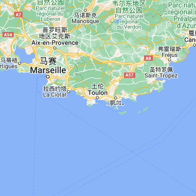 Map showing location of Toulon (43.116670, 5.933330)