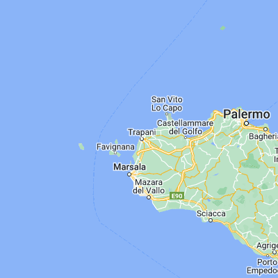 Map showing location of Trapani (38.015840, 12.510770)