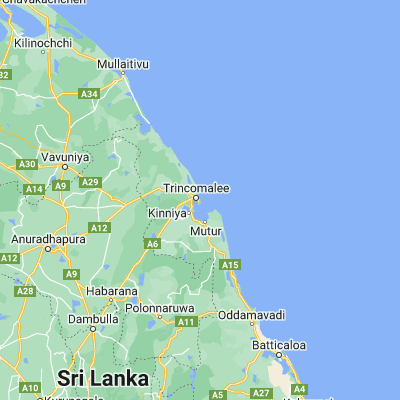 Map showing location of Trincomalee (8.571100, 81.233500)