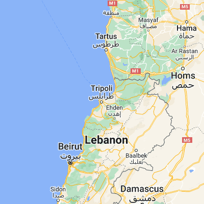 Map showing location of Tripoli (34.436670, 35.849720)