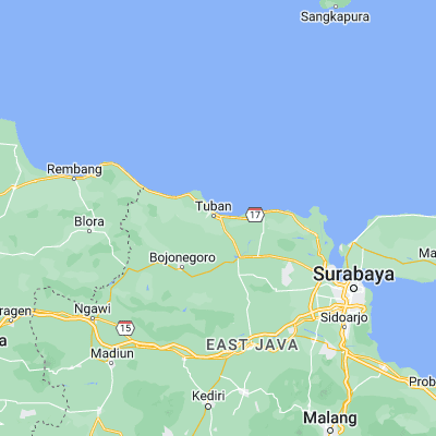 Map showing location of Tuban (-6.897600, 112.064900)