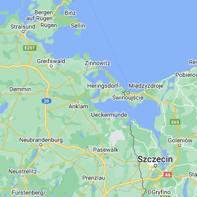 Map showing location of Usedom (53.874000, 13.920230)