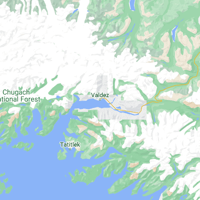 Map showing location of Valdez (61.130830, -146.348330)