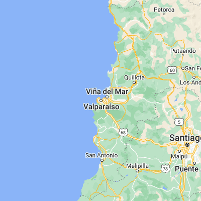 Map showing location of Valparaíso (-33.039320, -71.627250)