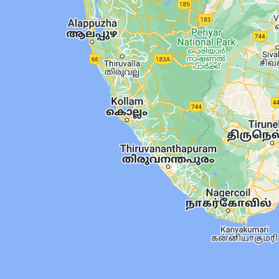Map showing location of Varkkallai (8.734100, 76.706710)