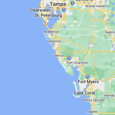 Map showing location of Venice Inlet (27.112770, -82.461510)