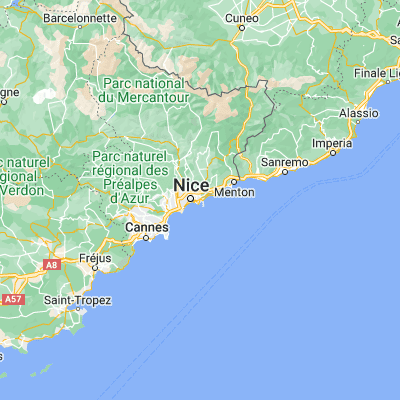 Map showing location of Villefranche-sur-Mer (43.704700, 7.307760)