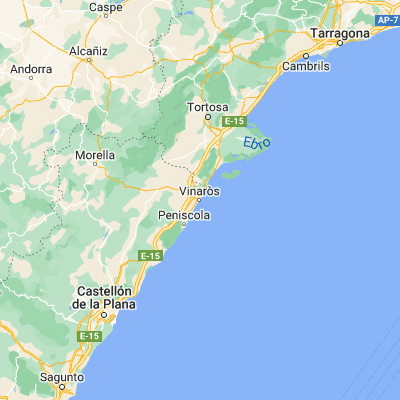 Map showing location of Vinaròs (40.470330, 0.475590)