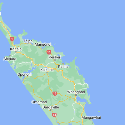Map showing location of Waitangi (-35.270250, 174.080620)