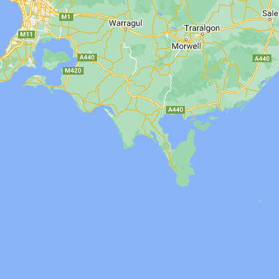 Map showing location of Waratah Bay (-38.843190, 146.033190)