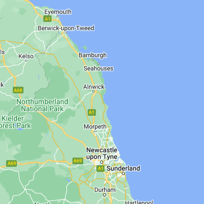 Map showing location of Warkworth (55.350000, -1.616670)