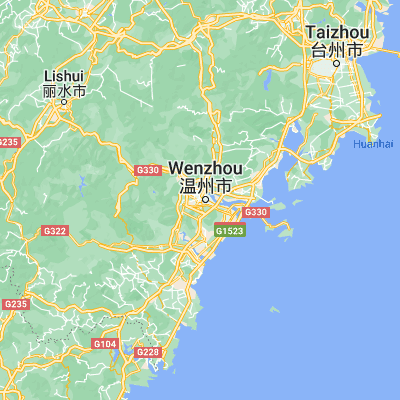 Map showing location of Wenzhou (27.999420, 120.666820)