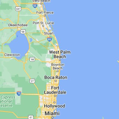 Map showing location of West Palm Beach (26.715340, -80.053370)