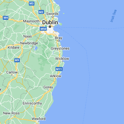 Map showing location of Wicklow (52.975000, -6.049440)