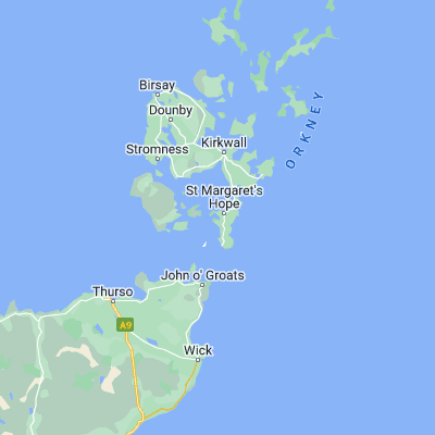 Map showing location of Widewall Bay (58.816670, -3.000000)