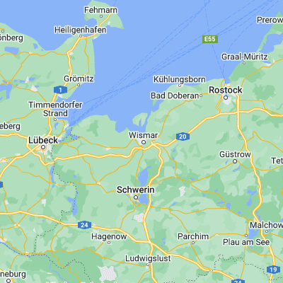 Map showing location of Wismar (53.893140, 11.452860)