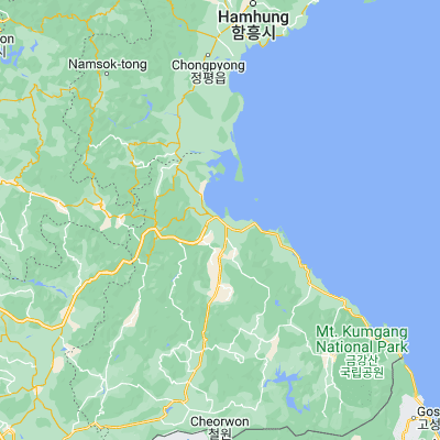 Map showing location of Wŏnsan (39.152780, 127.443610)