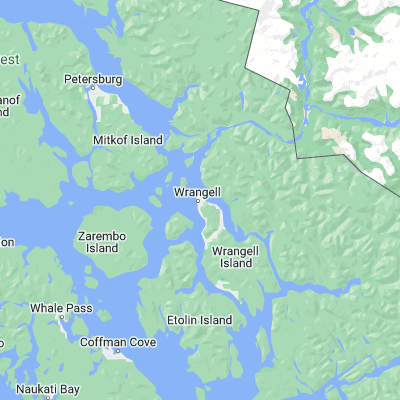 Map showing location of Wrangell (56.470830, -132.376670)