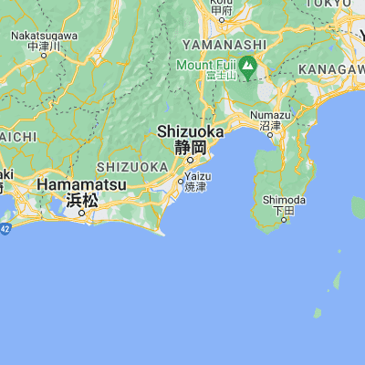 Map showing location of Yaizu (34.866670, 138.333330)