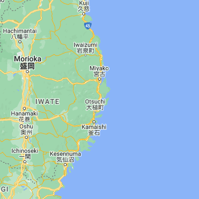 Map showing location of Yamada (39.466670, 141.950000)