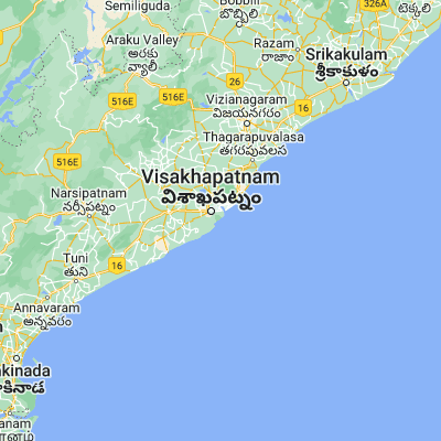 Map showing location of Yārāda (17.650000, 83.266670)