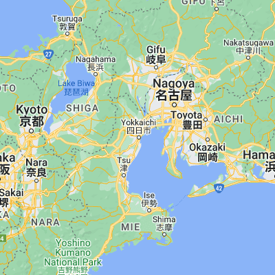 Map showing location of Yokkaichi (34.966670, 136.616670)