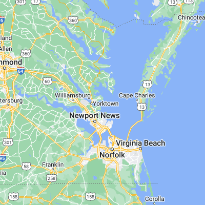 Map showing location of York River (37.247640, -76.382450)