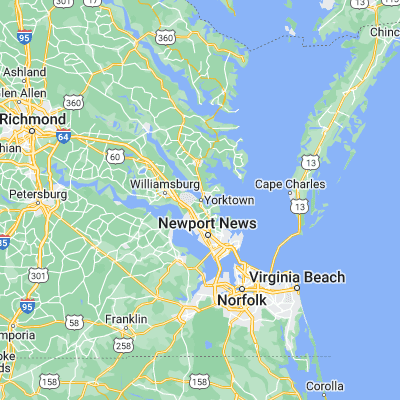Map showing location of Yorktown (37.238760, -76.509670)