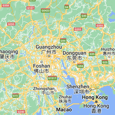 Map showing location of Yuzhu (23.102530, 113.427340)