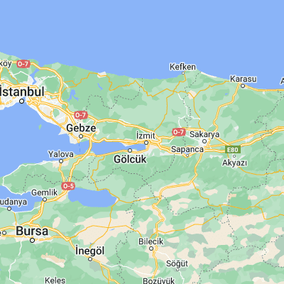 Map showing location of İzmit (40.766940, 29.916940)